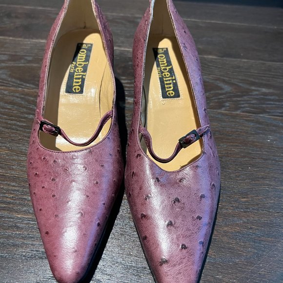 Ombeline Paris Ostrich leather shoes with kitten heel in size 35.5 - Picture 2 of 3